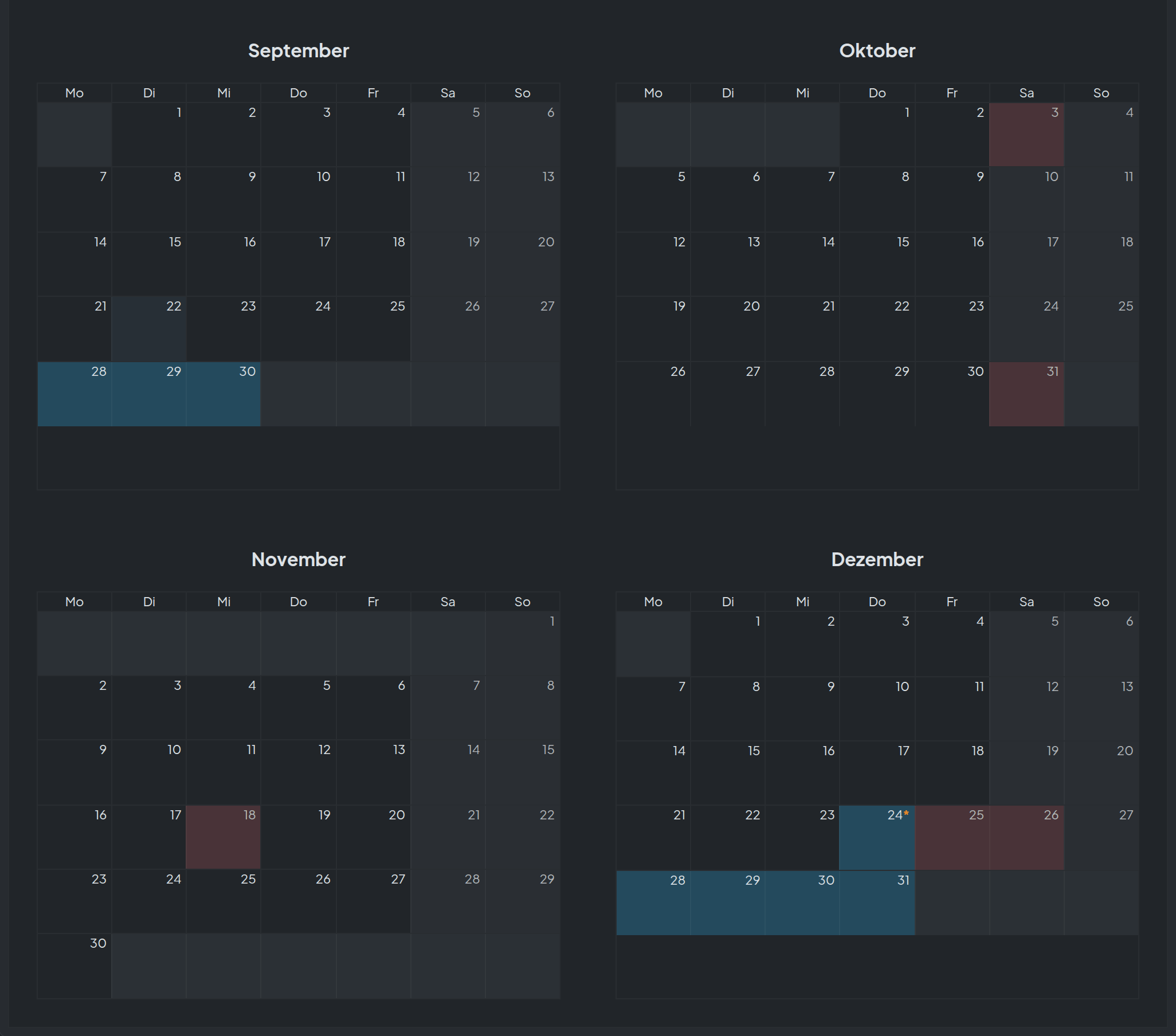 Screenshot: Abwesenheiten & Urlaub · Abwesenheiten