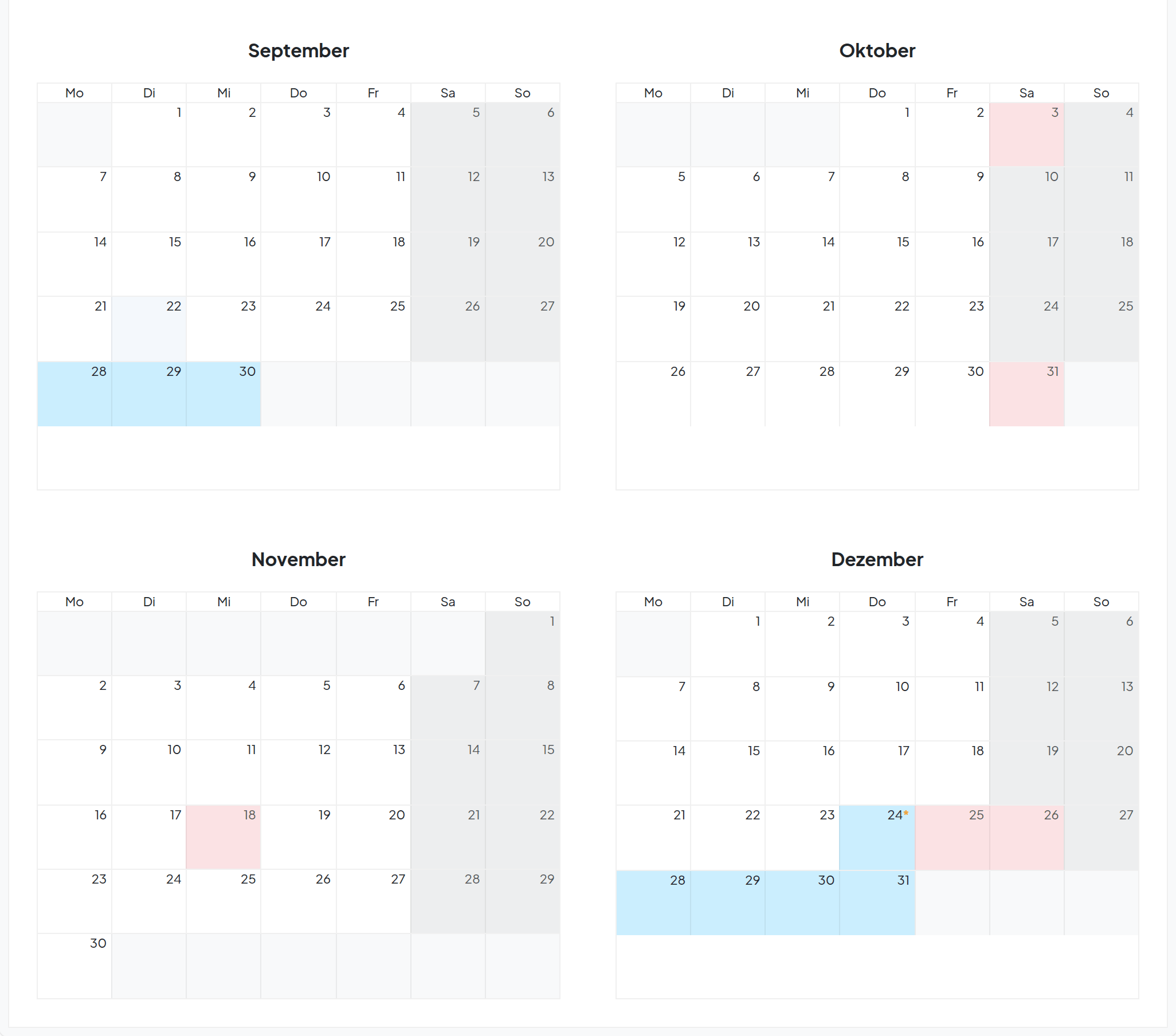 Screenshot: Abwesenheiten & Urlaub · Abwesenheiten